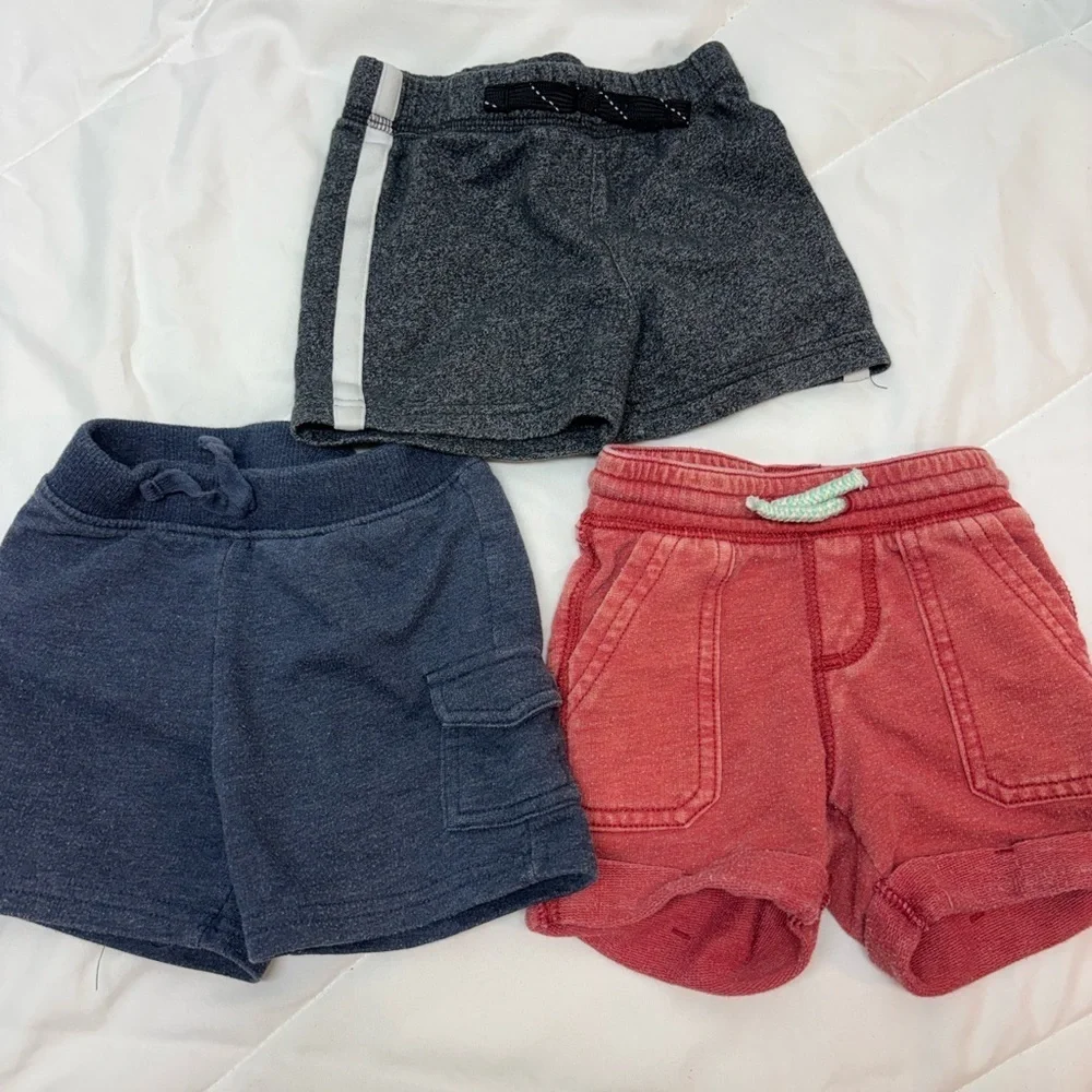 Set of 3 Oshkosh & Jumping Beans Kids Shorts Trio Gray, Blue, and Red 12 months